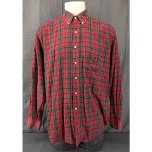Vintage Ralph Lauren Shirt Men XL Tilden Flannel Red Green Tartan 100 Cotton 90s